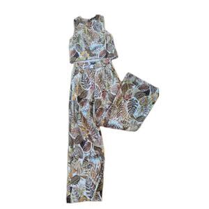 Shore Wide Leg Hawaiian Women Linen Blend Pants And Top Size S ($200+ Original)